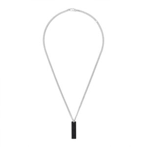 Gucci Silver and Black Varnished Tag Chain Necklace YBB797174001