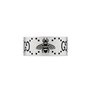 Gucci Silver Signature Bee 9mm Ring YBC728304001