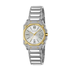 Gucci G-Flat Steel & Yellow Gold Plated 30mm Quartz Watch YA166506