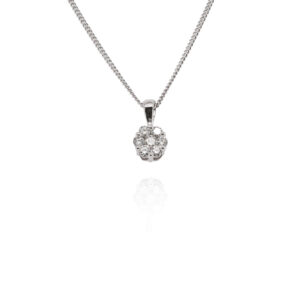 9ct White Gold 0.25ct Round Brilliant Cluster Pendant