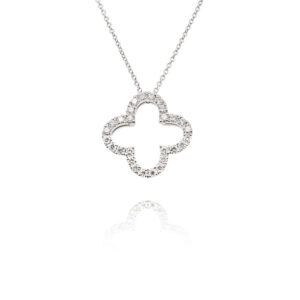 18ct White Gold 0.50ct Diamond Open Clover Pendant