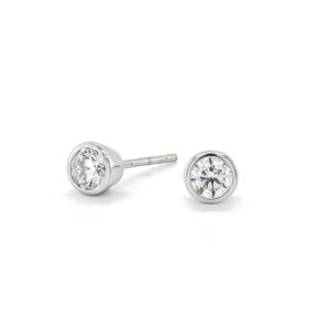 18ct White Gold Round Diamond Rub Over Earrings Total .85cts