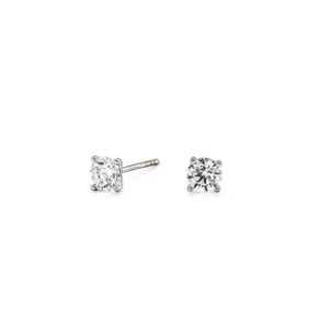 18ct White Gold  Round Diamond 4 Claw Stud Earrings Total .23cts