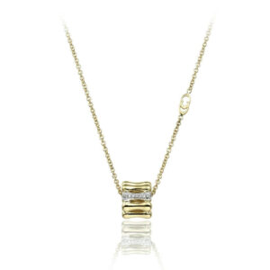 Chimento 18ct Yellow Gold Bamboo Over Pendant and Chain .03ct 1G05894B12450