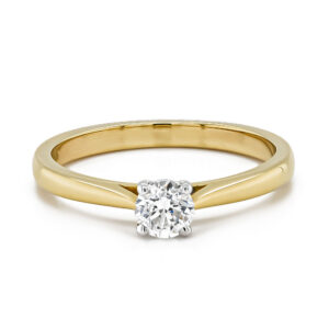 18ct Yellow and White Traditional Single Diamond Ring .39cts
