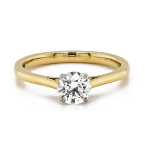 18ct Yellow and White Gold Certificated D Colour Diamond Ring .72cts