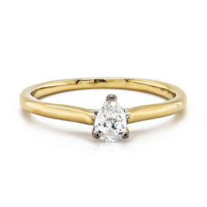 18ct Yellow and White Gold Single Pear Shaped Diamond Ring .30cts