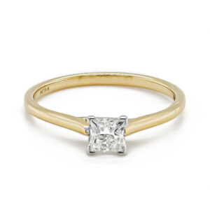 18ct Yellow and White Gold Single Princess Cut Engagement Ring .50cts
