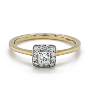 9ct Yellow and White Gold Princess Cluster Ring .35cts
