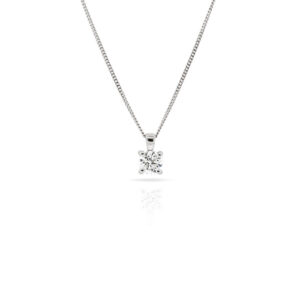18ct White Gold Single Diamond Claw Set Pendant .64cts