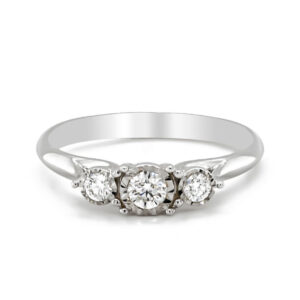 9ct White Gold Three Stone Diamond Illusion Ring.26cts