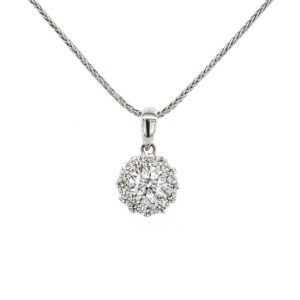 9ct White Gold Round Diamond Cluster Illusion Pendant .32cts