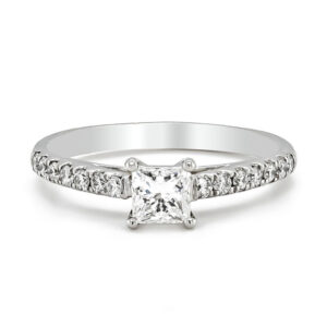 Platinum Princess 0.50ct and Brilliant 0.25ct Cut Diamond Ring