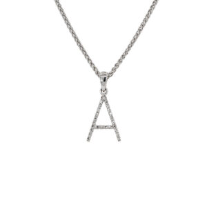 9ct White Gold Diamond Set Initial A Pendant