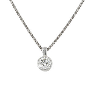 18ct White Gold Brilliant Cut 0.60ct Diamond Rub Over Pendant