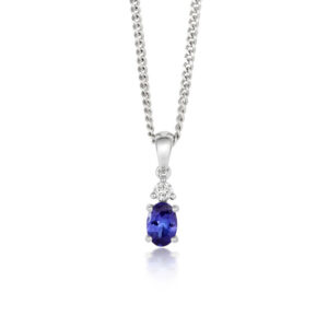 18ct White Gold 0.50ct Tanzanite & 0.06ct Diamond Pendant