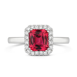 Platinum Pink 1.57ct Tourmaline & 0.22ct Diamond Cluster Ring