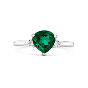 18ct White Gold Green Tourmaline and Diamond Three Stone Ring