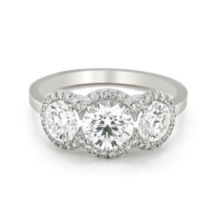 18ct White Gold Triple Cluster Certificated Diamond Ring Total 2.00cts