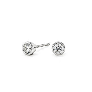 18ct White Gold Rub Set Diamond Stud Earrings Total 0.53ct