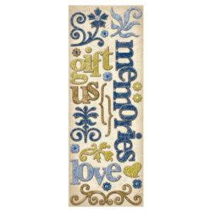 Ba Words & Swirls Adhesive Chipboard