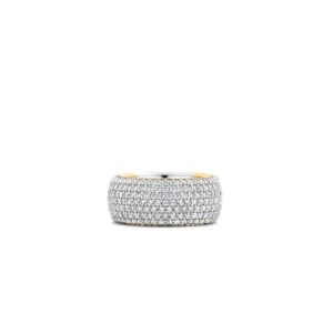 Ti Sento Silver and Yellow Gold Plated Wide CZ Dress Band 12234ZY/56