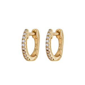 18ct Yellow Gold Diamond Hoop Small Earrings .07cts