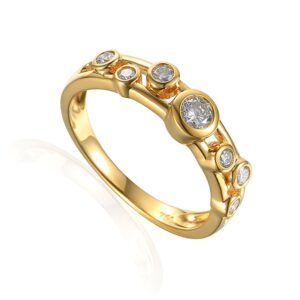 18ct Yellow Gold Two Strand Diamond Bubble Band .32cts
