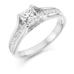 Platinum Princess Cut Diamond 1.01cts with Princess Underbezel Ring