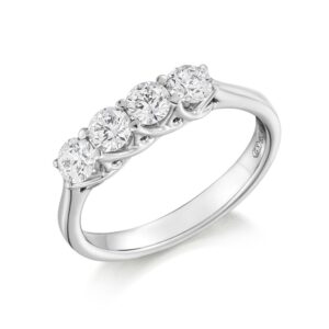Platinum Four Round Brilliant Cut Diamond Claw Set Ring .80cts