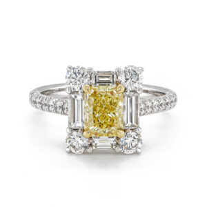 18ct White Gold Fancy Yellow and White Diamond Ring