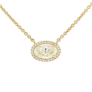 18ct Yellow Gold Oval and Brilliant Cut Diamond Pendant with 16" Chain