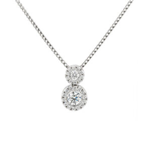 18ct White Gold Brilliant Cut Diamond Cluster Pendant with 16" Chain