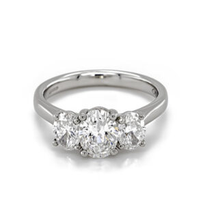 Platinum Certificated Three Stone Oval Diamond Ring 2.06cts