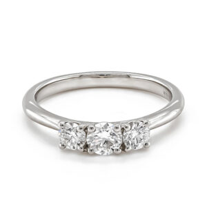 Platinum Three Brilliant Cut Diamond Ring Total .67cts