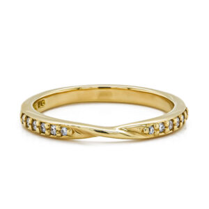 18ct Yellow Gold Twisted Diamond Set Band .10cts