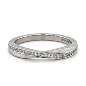 Platinum Twisted Two Band Diamond Ring .12cts