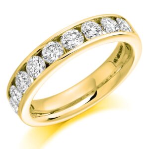 18ct Yellow Gold 10 Diamond Channel Set Band 1.50cts