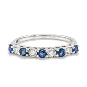 9ct White Gold Sapphire and Diamond Claw Set Ring