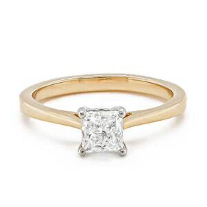 18ct And Platinum Single Princess Diamond .90cts F/VS2