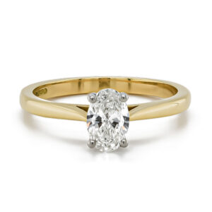 18ct Single Oval Certificated G Colour .70cts Diamond Ring