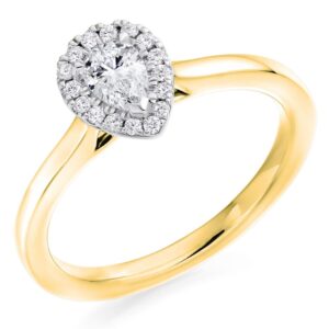 18ct Yellow and White Gold Pear Diamond Cluster Ring .42cts