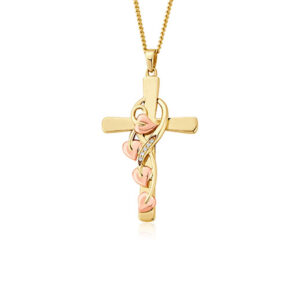 Clogau Tree of Life® 9ct Solid Gold Vine Cross Pendant with Diamonds GTOL0087