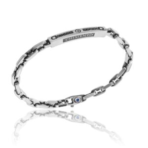 Chimento Gents Silver Black CZ Bar Bracelet