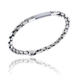Chimento Silver Bracciali Long ID Square Link Bracelet