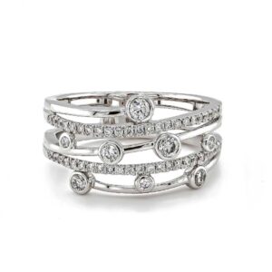9ct White Gold Scattered Diamond Multi Strand Dress Band .48cts