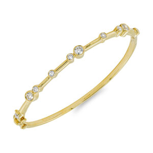 18ct Yellow Gold Diamond Rub Set Bubble Bangle 1.02cts