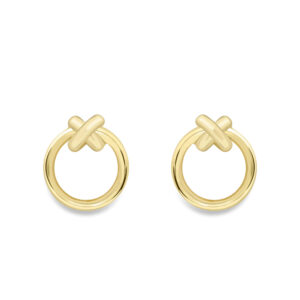 9ct Yellow Gold Kiss Circle Stud Earrings