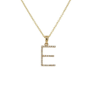 9ct Yellow Gold Diamond  Set Initial E Pendant