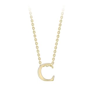 9ct Yellow Gold Initial C Pendant and 17.5" Chain